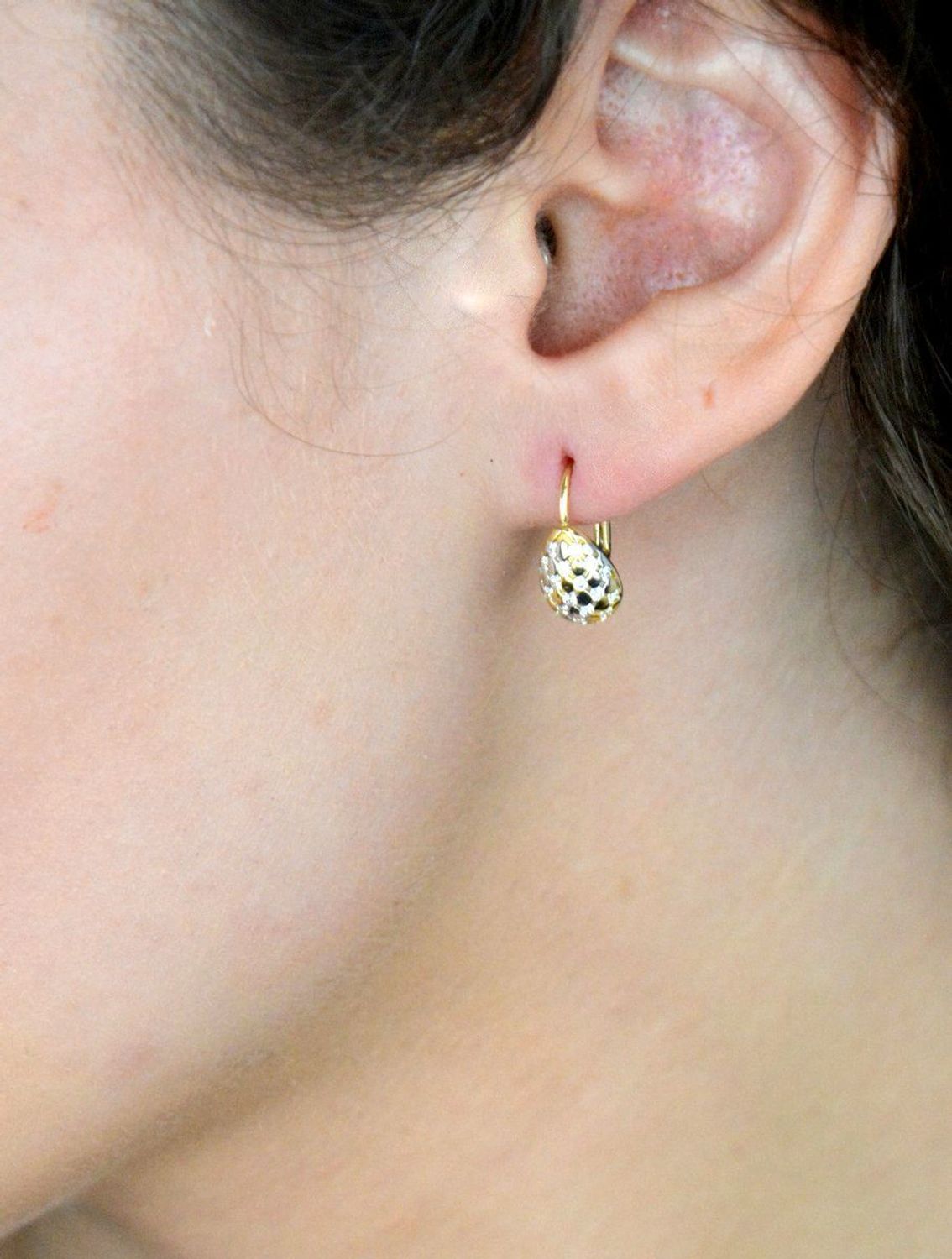 Kolczyki złote łezki w cyrkonie pr 585, KL 8185 585 Elegancka biżuteria, która doda blasku każdej stylizacji. Te złote kolczyki w kształcie delikatnych łezek, 1.jpg